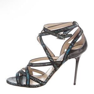 Jimmy Choo Vargo Ice Blue Snake Print 38.5 Heels